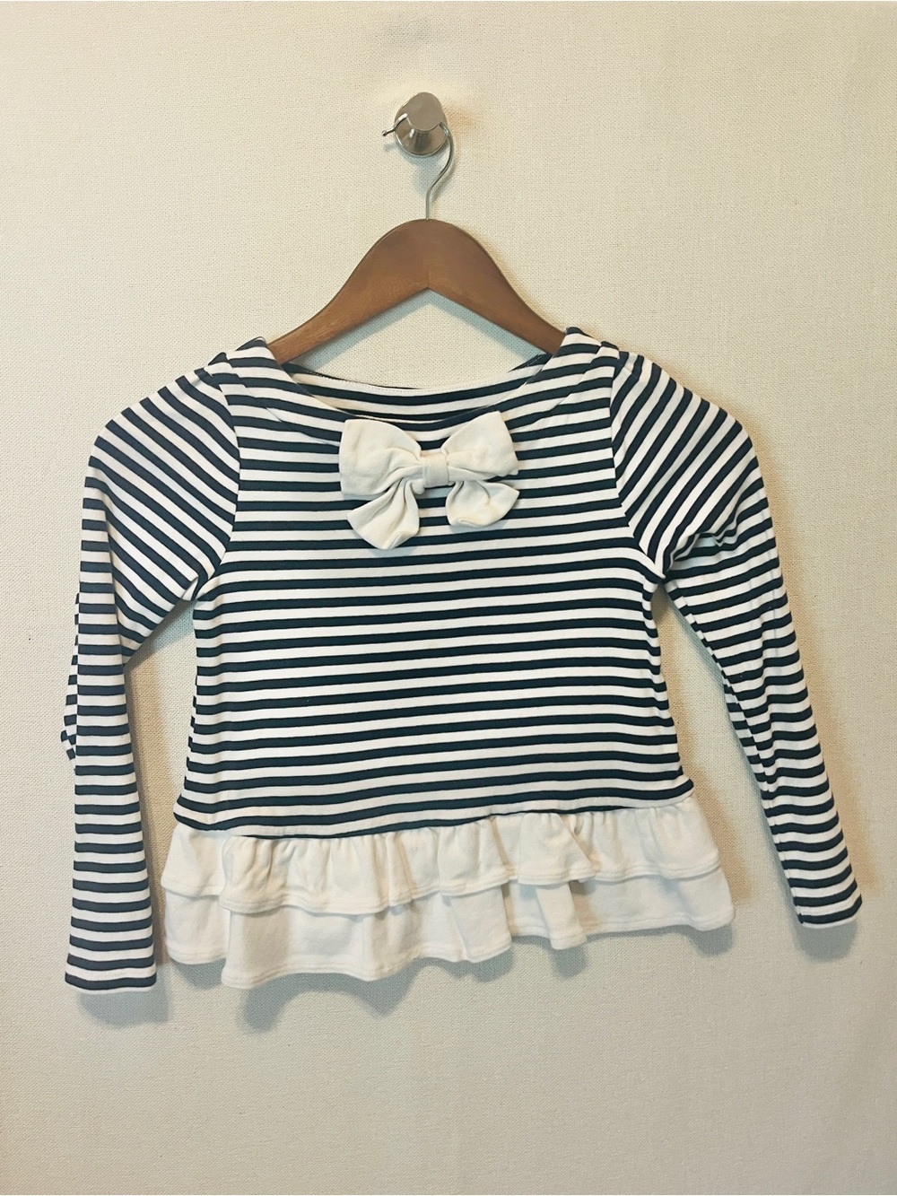 Gymboree Navy and White Striped Long-Sleeve Top with Bow